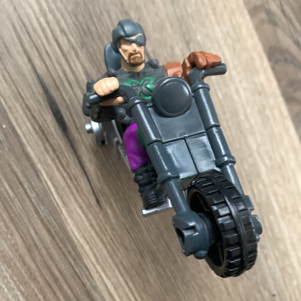 Cyborg ActionFigure Dr X Biker Riding Motorcycle Chopper vintage toy Nonworking
